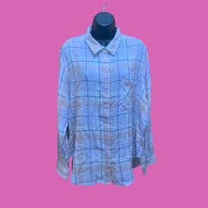 Time & Tru Button Down  Checkered Top Woman’s XL